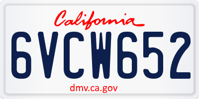 CA license plate 6VCW652