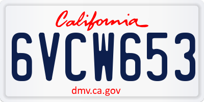 CA license plate 6VCW653