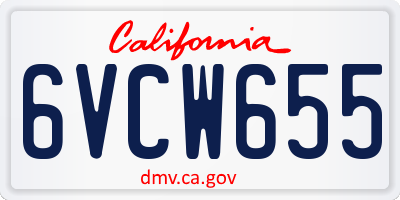 CA license plate 6VCW655