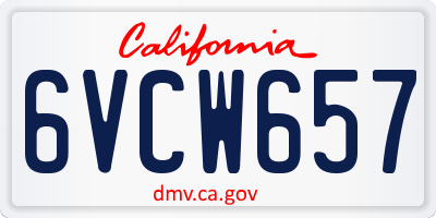 CA license plate 6VCW657