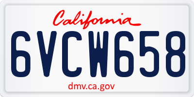CA license plate 6VCW658