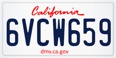 CA license plate 6VCW659