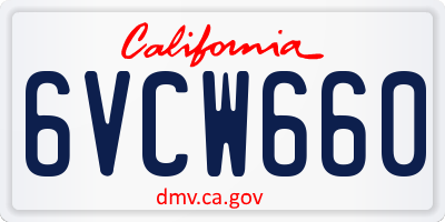 CA license plate 6VCW660