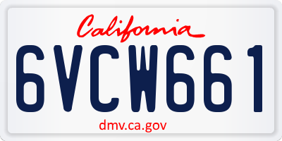 CA license plate 6VCW661