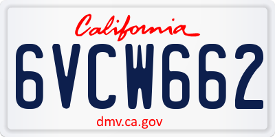 CA license plate 6VCW662