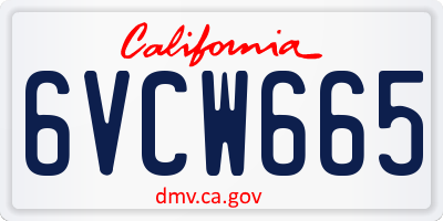 CA license plate 6VCW665