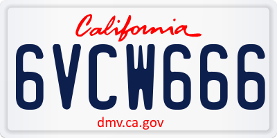 CA license plate 6VCW666