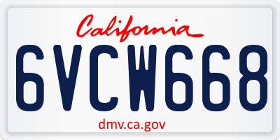 CA license plate 6VCW668