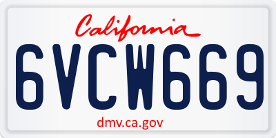 CA license plate 6VCW669