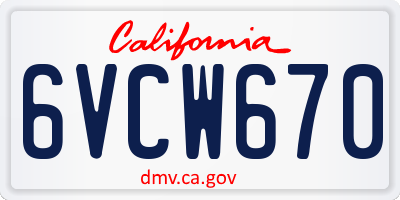 CA license plate 6VCW670