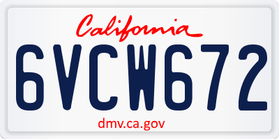 CA license plate 6VCW672