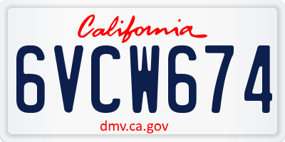 CA license plate 6VCW674