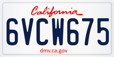 CA license plate 6VCW675