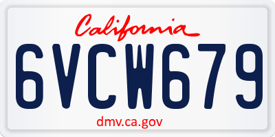 CA license plate 6VCW679