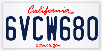 CA license plate 6VCW680