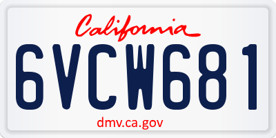 CA license plate 6VCW681