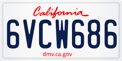 CA license plate 6VCW686