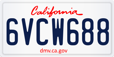 CA license plate 6VCW688