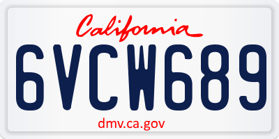 CA license plate 6VCW689