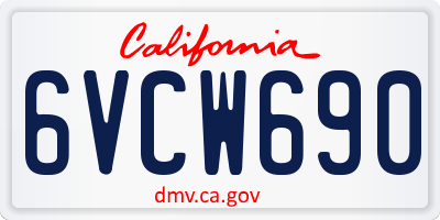 CA license plate 6VCW690