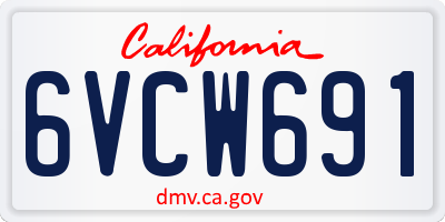CA license plate 6VCW691