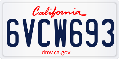 CA license plate 6VCW693