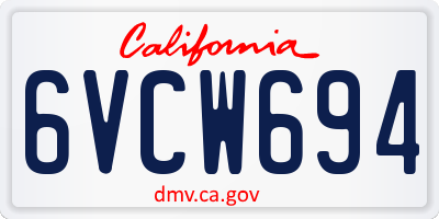 CA license plate 6VCW694