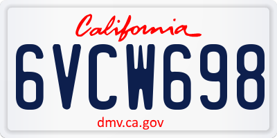 CA license plate 6VCW698