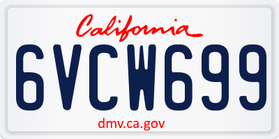 CA license plate 6VCW699