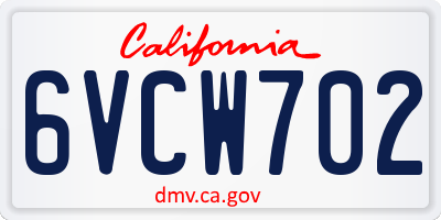CA license plate 6VCW702