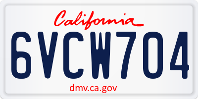 CA license plate 6VCW704