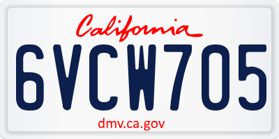 CA license plate 6VCW705
