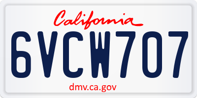 CA license plate 6VCW707
