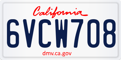CA license plate 6VCW708