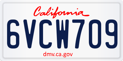 CA license plate 6VCW709