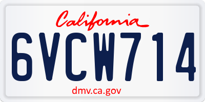 CA license plate 6VCW714