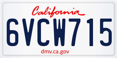 CA license plate 6VCW715