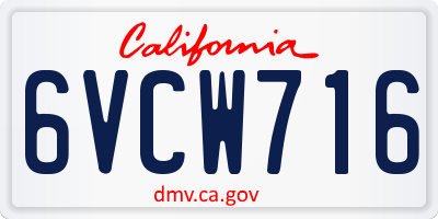 CA license plate 6VCW716