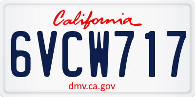CA license plate 6VCW717