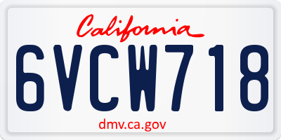 CA license plate 6VCW718