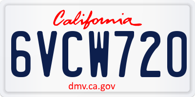 CA license plate 6VCW720