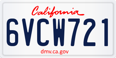 CA license plate 6VCW721