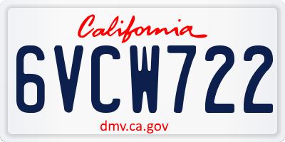 CA license plate 6VCW722