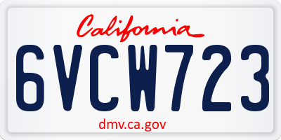 CA license plate 6VCW723