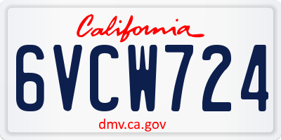 CA license plate 6VCW724