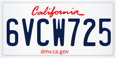 CA license plate 6VCW725
