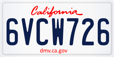 CA license plate 6VCW726