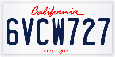 CA license plate 6VCW727