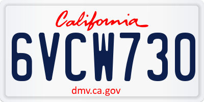 CA license plate 6VCW730