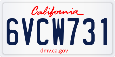 CA license plate 6VCW731